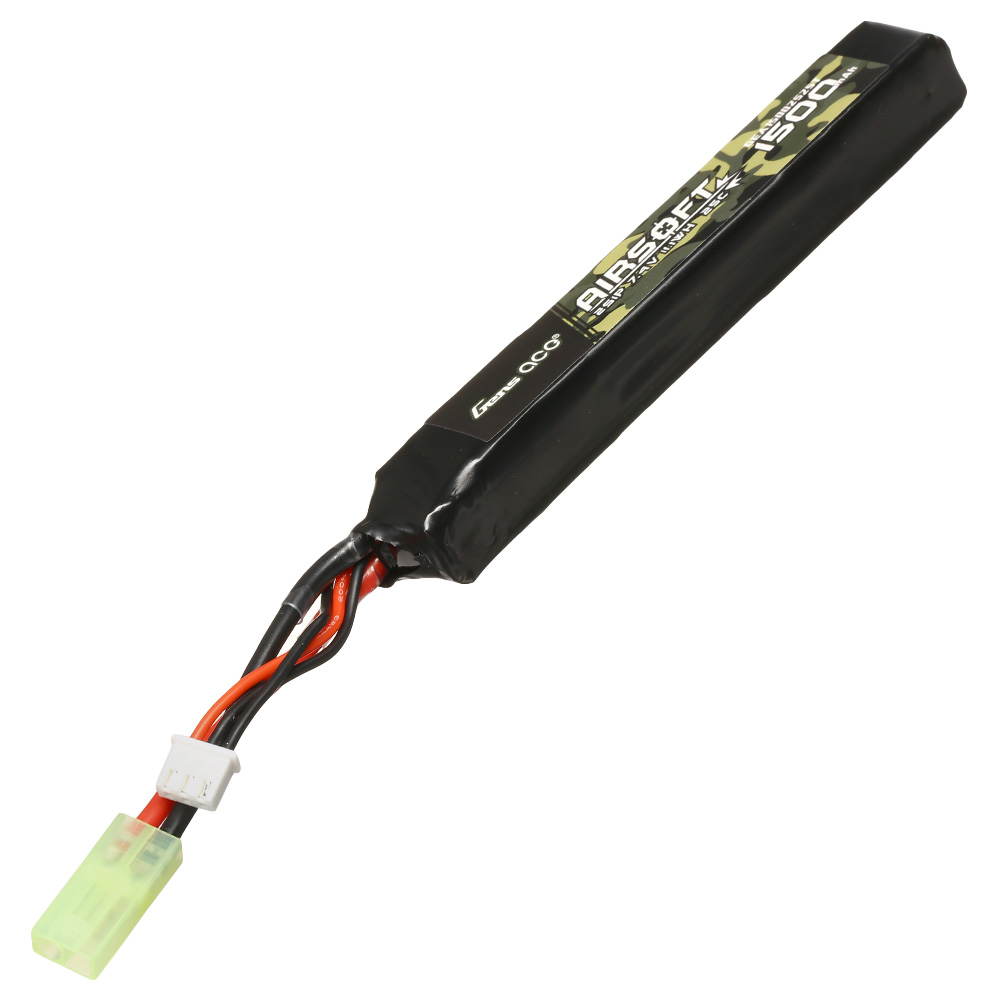 Gens Ace Airsoft LiPo Akku 7,4V 1500mAh 25C / 80C Long Stock-Tube Type m. Mini-Tam Anschluss Bild 1