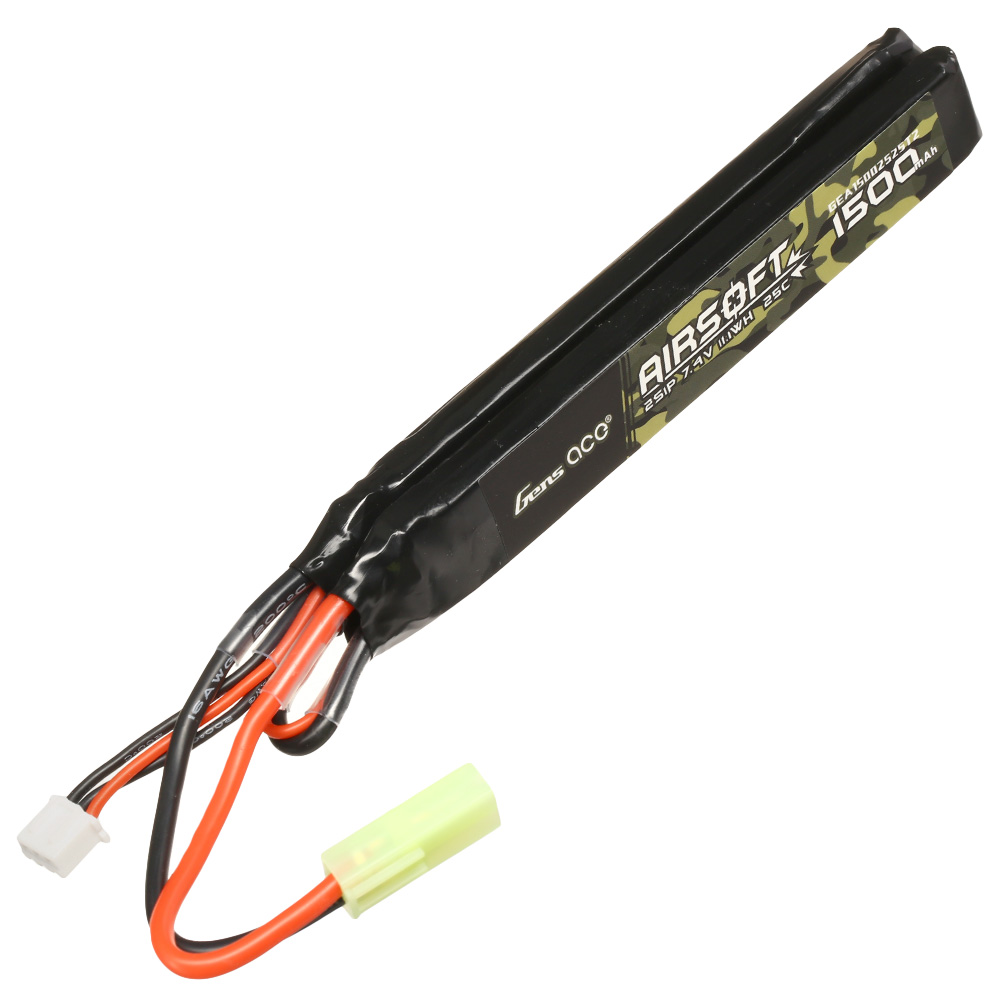 Gens Ace Airsoft LiPo Akku 7,4V 1500mAh 25C / 80C Small-Long Two-Panel Type m. Mini-Tam Anschluss Bild 1