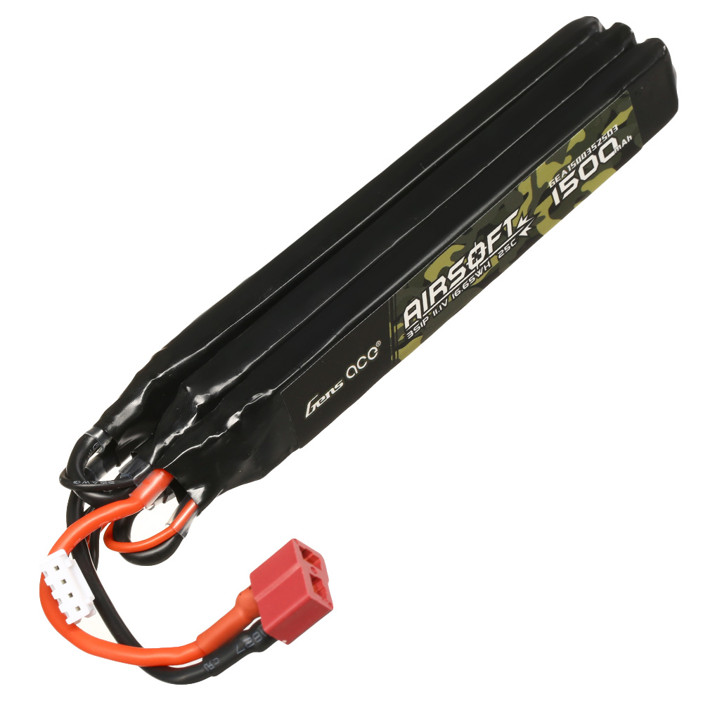 Gens Ace Airsoft LiPo Akku 11,1V 1500mAh 25C / 80C Small-Long Tri-Panel Type m. T-Stecker Anschluss Bild 2