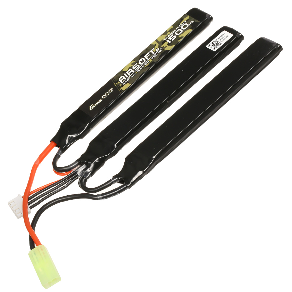 Gens Ace Airsoft LiPo Akku 11,1V 1500mAh 25C / 80C Small-Long Tri-Panel Type m. Mini-Tam Anschluss