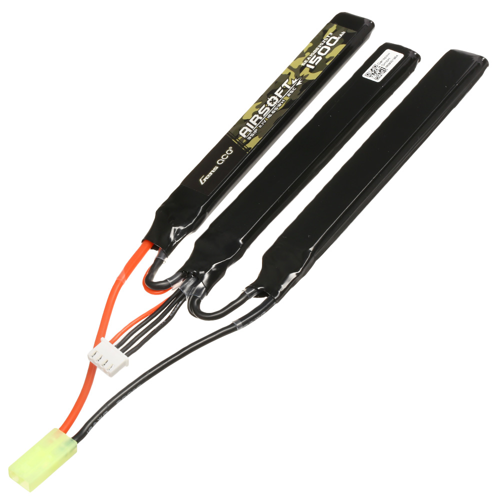 Gens Ace Airsoft LiPo Akku 11,1V 1500mAh 25C / 80C Small-Long Tri-Panel Type m. Mini-Tam Anschluss Bild 1