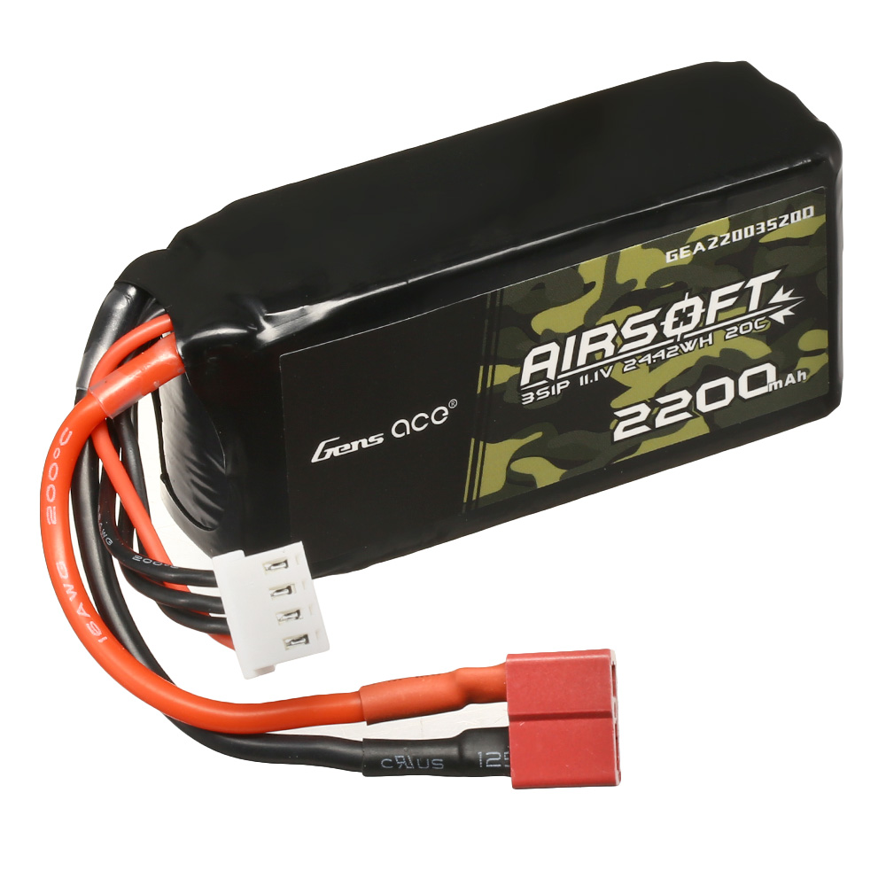 Gens Ace Airsoft LiPo Akku 11,1V 2200mAh 20C / 40C AN/PEQ Large-Type m. T-Stecker Anschluss Bild 2