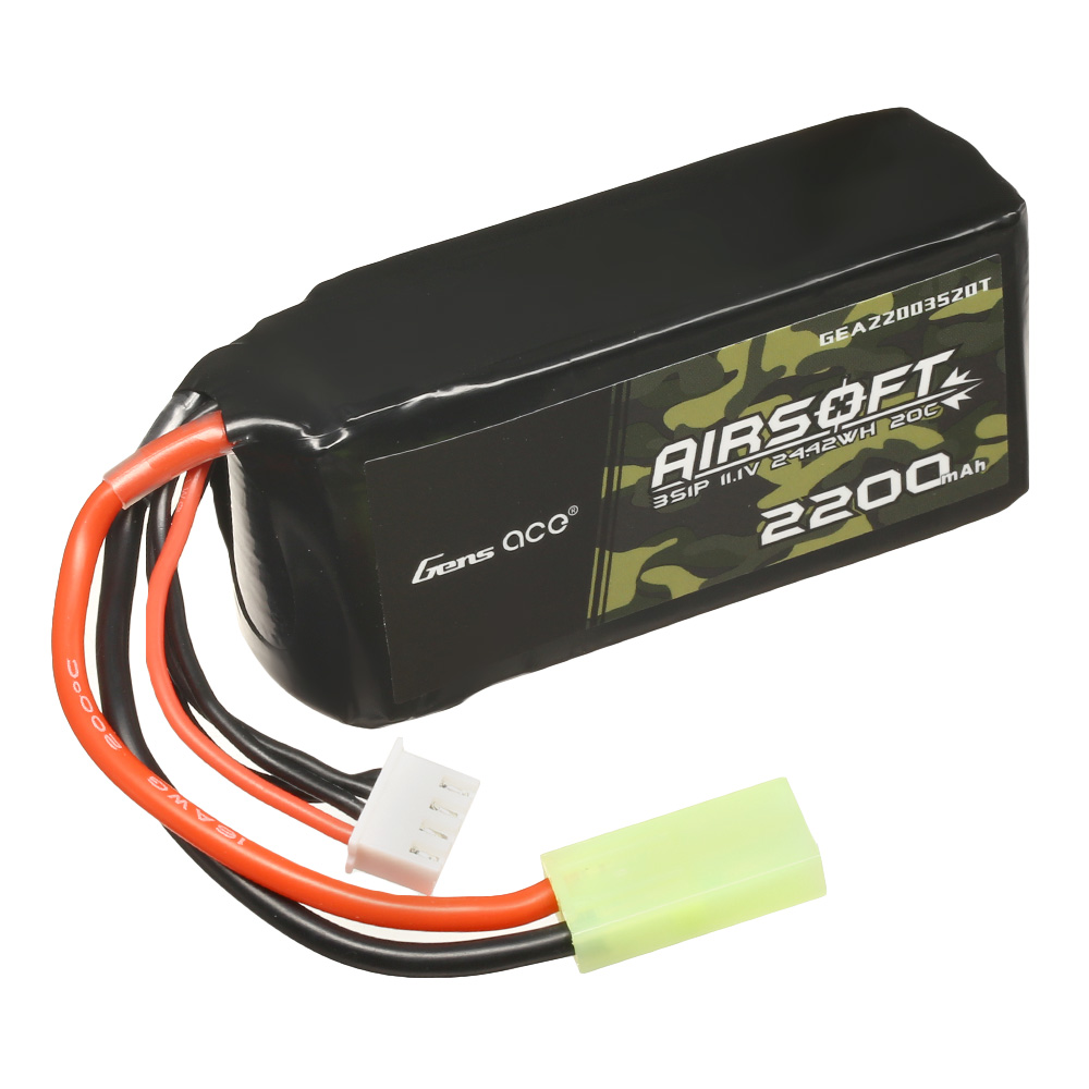 Gens Ace Airsoft LiPo Akku 11,1V 2200mAh 20C / 40C AN/PEQ Large-Type m. Mini-Tam Anschluss Bild 2