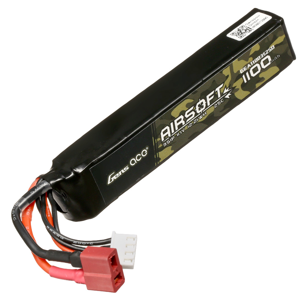 Gens Ace Airsoft LiPo Akku 11,1V 1100mAh 25C / 80C Stock-Tube Type m. T-Stecker Anschluss Bild 2