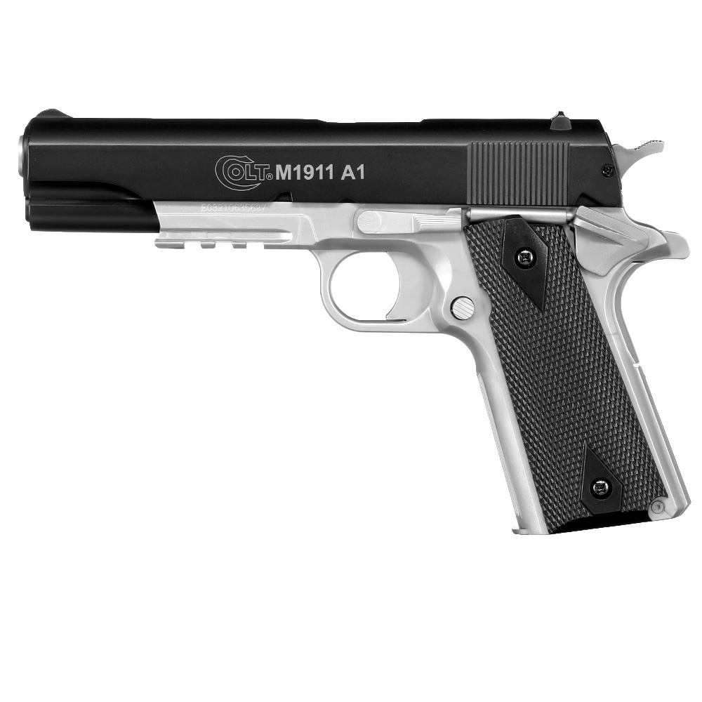 Cybergun Colt M1911A1 mit Metallschlitten H.P.A. Fire Line Springer 6mm BB Dual Tone schwarz / silber Bild 1