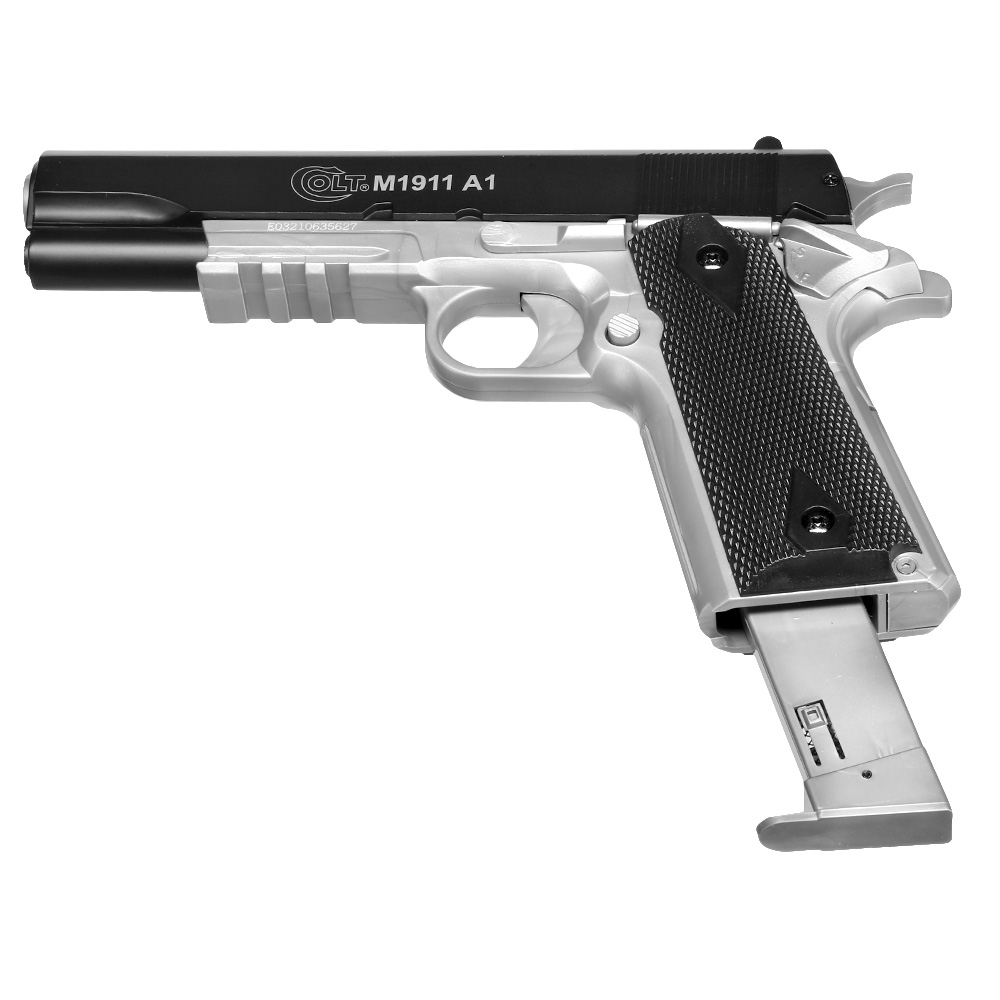 Cybergun Colt M1911A1 mit Metallschlitten H.P.A. Fire Line Springer 6mm BB Dual Tone schwarz / silber Bild 4