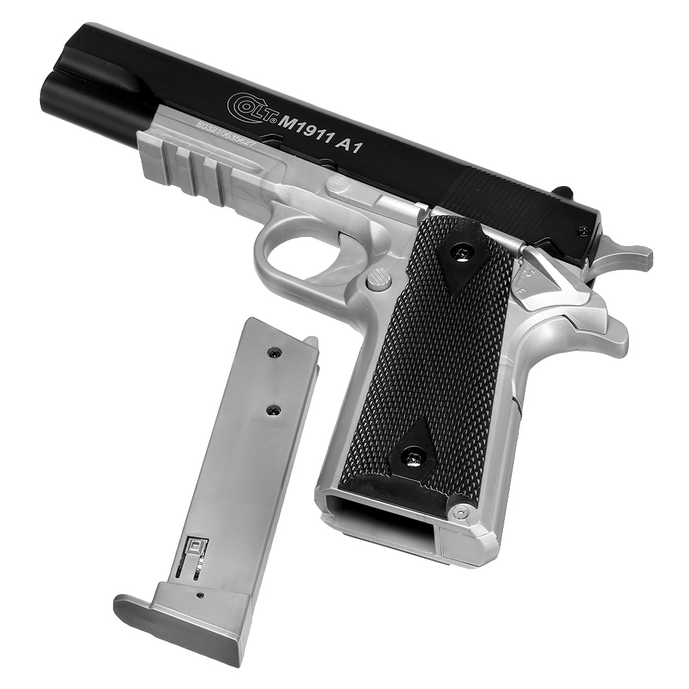 Cybergun Colt M1911A1 mit Metallschlitten H.P.A. Fire Line Springer 6mm BB Dual Tone schwarz / silber Bild 5