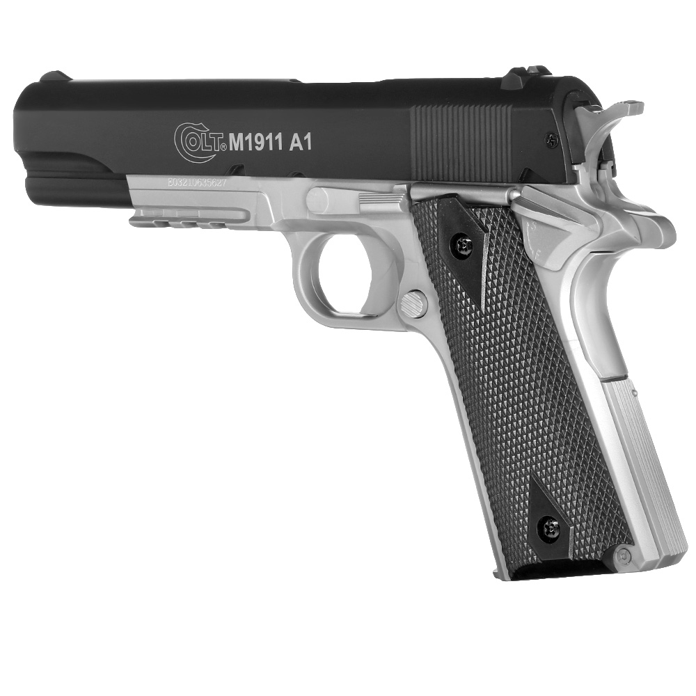 Cybergun Colt M1911A1 mit Metallschlitten H.P.A. Fire Line Springer 6mm BB Dual Tone schwarz / silber Bild 7