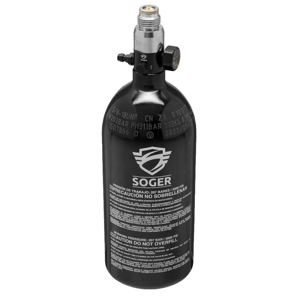 Soger Sports 0,8L / 48ci HPA Tank mit Regulator 3000 PSI / 850 PSI schwarz Bild 2