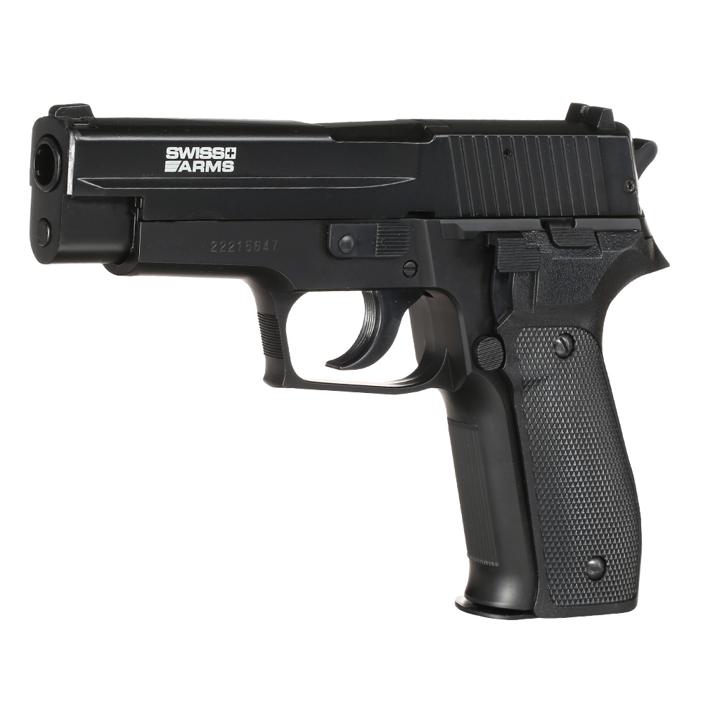 Cybergun Swiss Arms Navy Pistol mit Metallschlitten H.P.A. Fire Line Springer 6mm BB schwarz