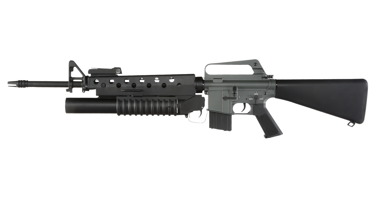 E&C M16A1 Rifle inkl. M203 Grenade Launcher Vollmetall QD-1.5 Gearbox S-AEG 6mm BB schwarz Bild 1