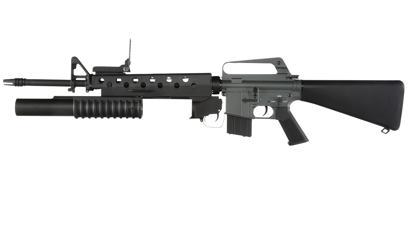 E&C M16A1 Rifle inkl. M203 Grenade Launcher Vollmetall QD-1.5 Gearbox S-AEG 6mm BB schwarz Bild 2