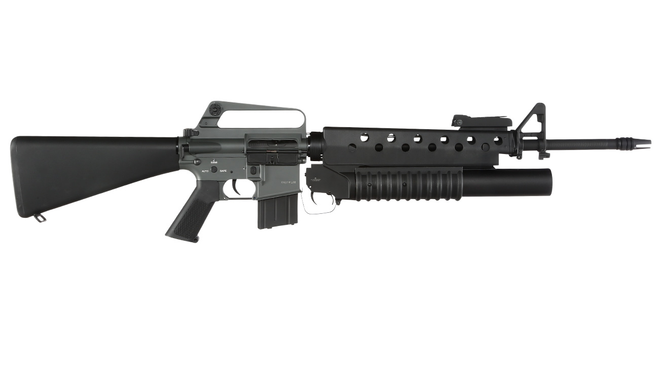 E&C M16A1 Rifle inkl. M203 Grenade Launcher Vollmetall QD-1.5 Gearbox S-AEG 6mm BB schwarz Bild 3