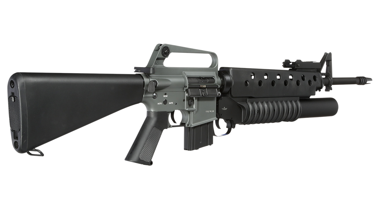 E&C M16A1 Rifle inkl. M203 Grenade Launcher Vollmetall QD-1.5 Gearbox S-AEG 6mm BB schwarz Bild 4