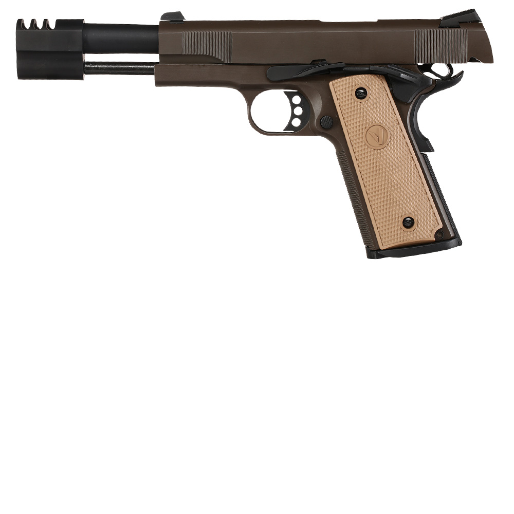 Vorsk Airsoft VP-X 1911 Vollmetall GBB 6mm BB Tan / Bronze Bild 1