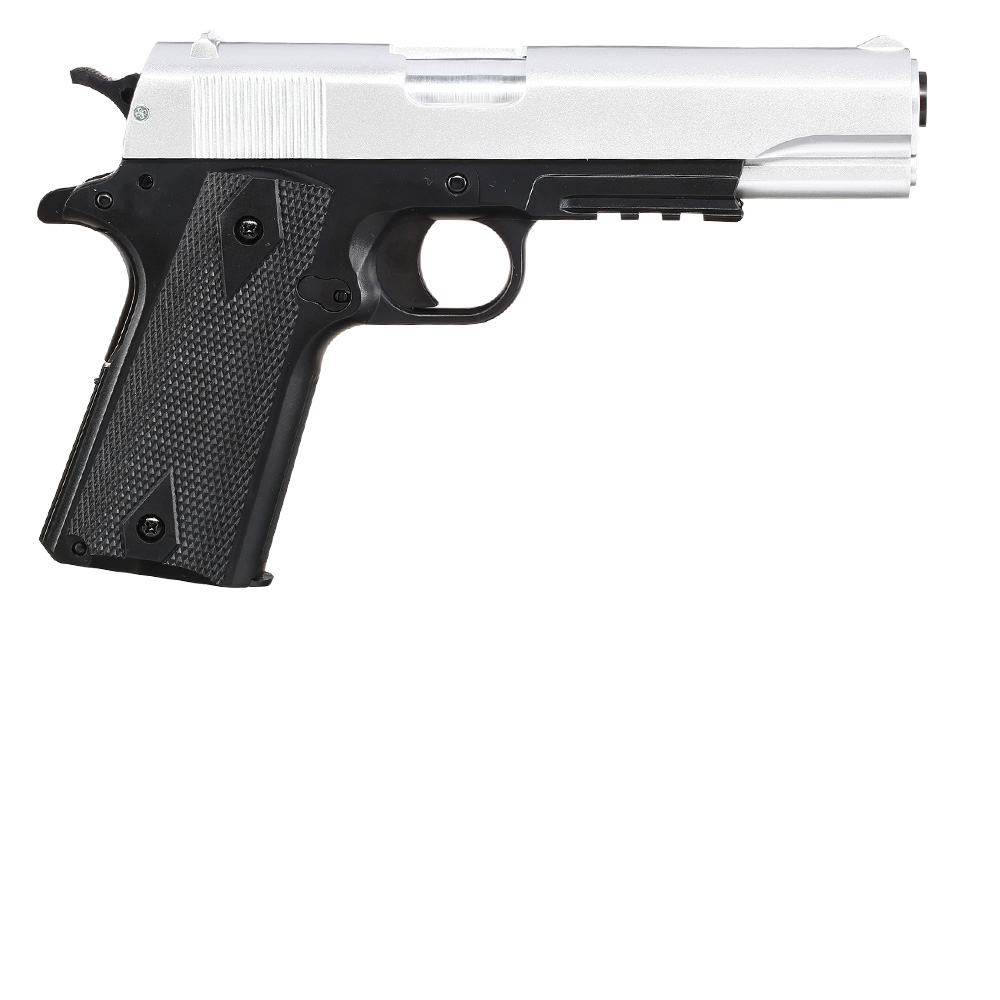 Cybergun Colt M1911A1 mit Metallschlitten H.P.A. Fire Line Springer 6mm BB Dual Tone silber / schwarz Bild 3