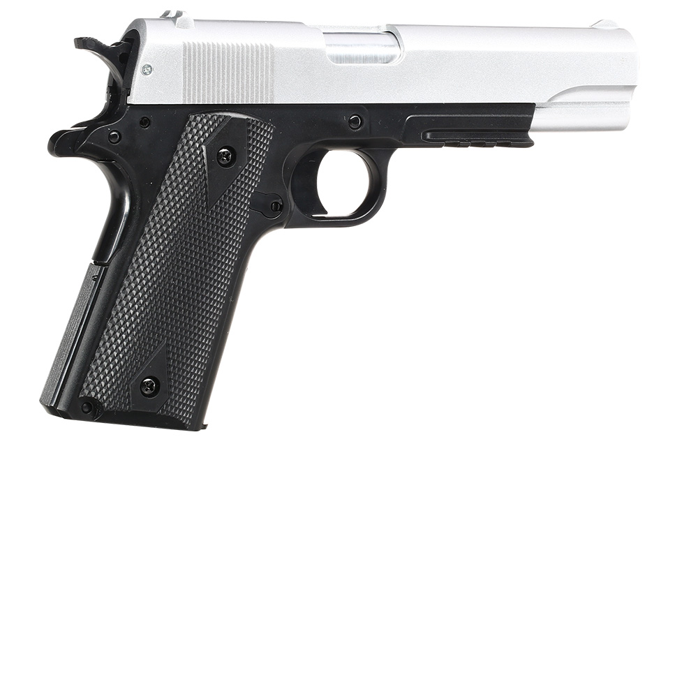 Cybergun Colt M1911A1 mit Metallschlitten H.P.A. Fire Line Springer 6mm BB Dual Tone silber / schwarz Bild 4