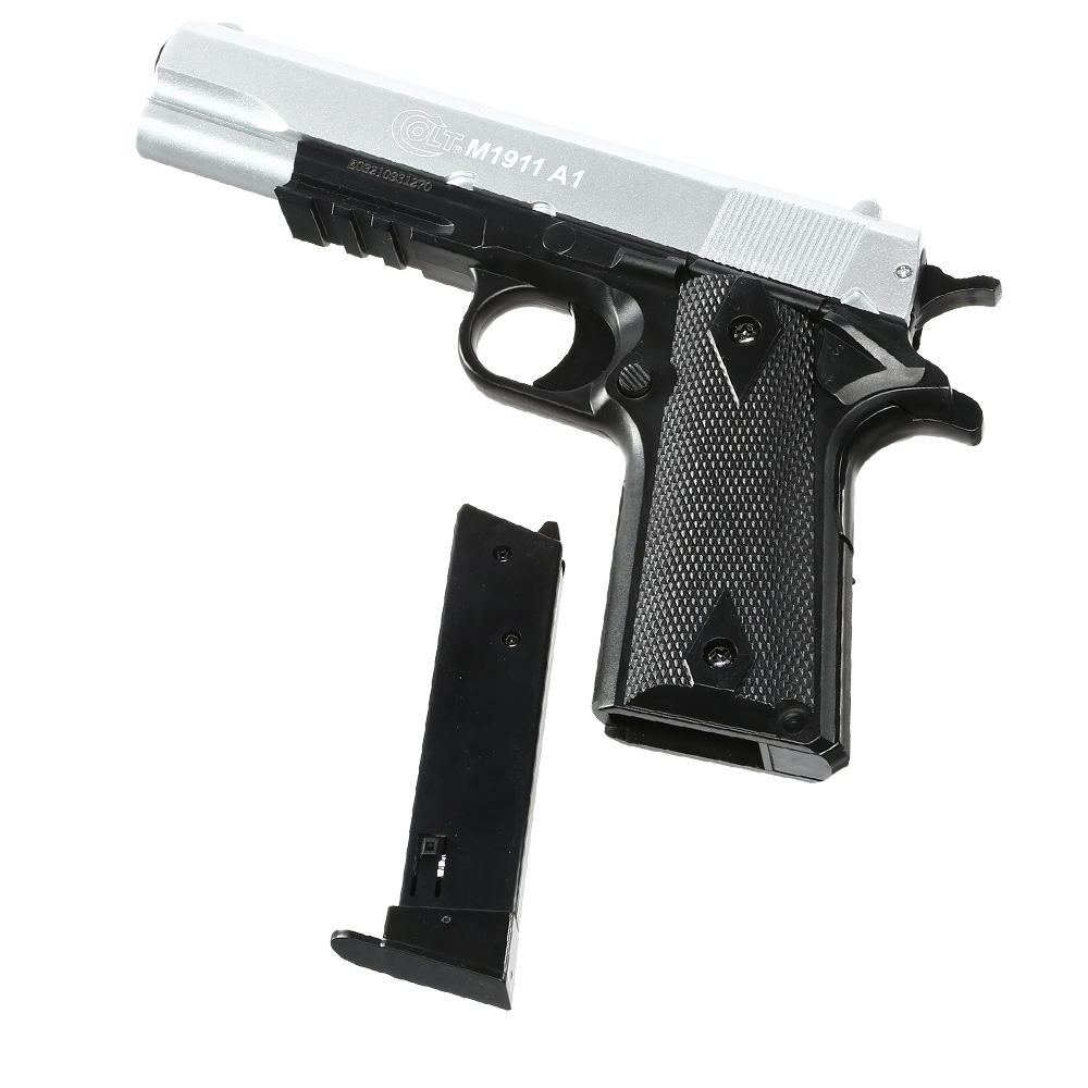 Cybergun Colt M1911A1 mit Metallschlitten H.P.A. Fire Line Springer 6mm BB Dual Tone silber / schwarz Bild 6