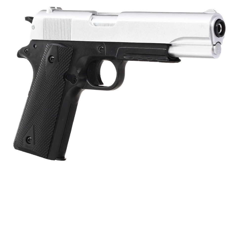 Cybergun Colt M1911A1 mit Metallschlitten H.P.A. Fire Line Springer 6mm BB Dual Tone silber / schwarz Bild 7