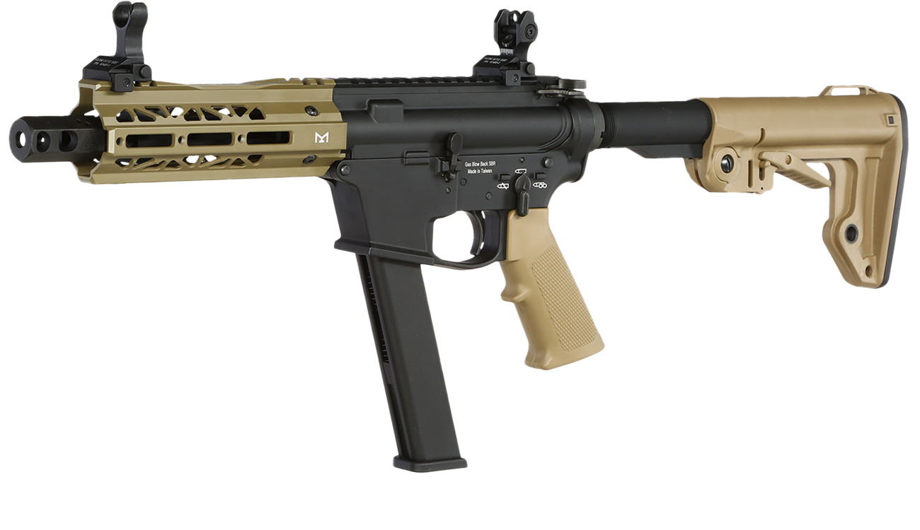 King Arms TWS 9mm SBR Vollmetall Gas-Blow-Back 6mm BB Dark Earth