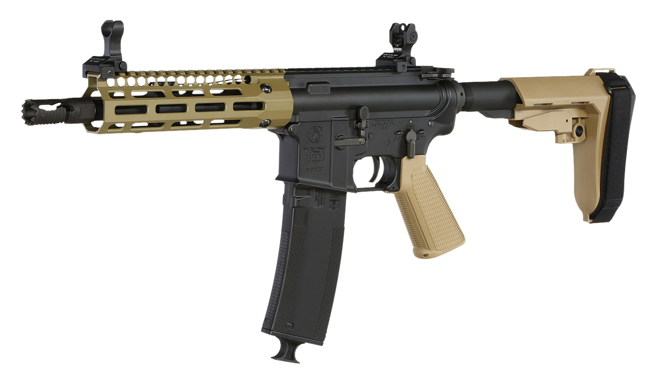 King Arms / EMG Troy Industries M4 SOCC 7.6 PDW Vollmetall S-AEG 6mm BB Dark Earth