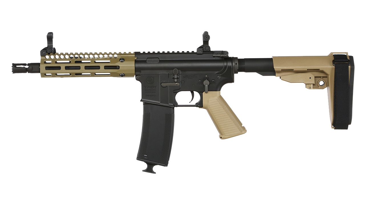 King Arms / EMG Troy Industries M4 SOCC 7.6 PDW Vollmetall S-AEG 6mm BB Dark Earth Bild 1