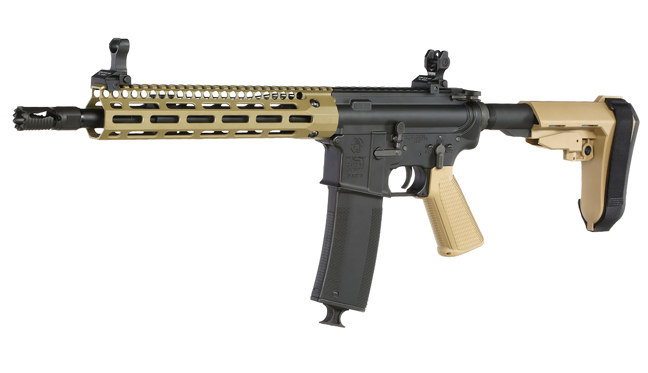 King Arms / EMG Troy Industries M4 SOCC 10.5 CQB Vollmetall S-AEG 6mm BB Dark Earth