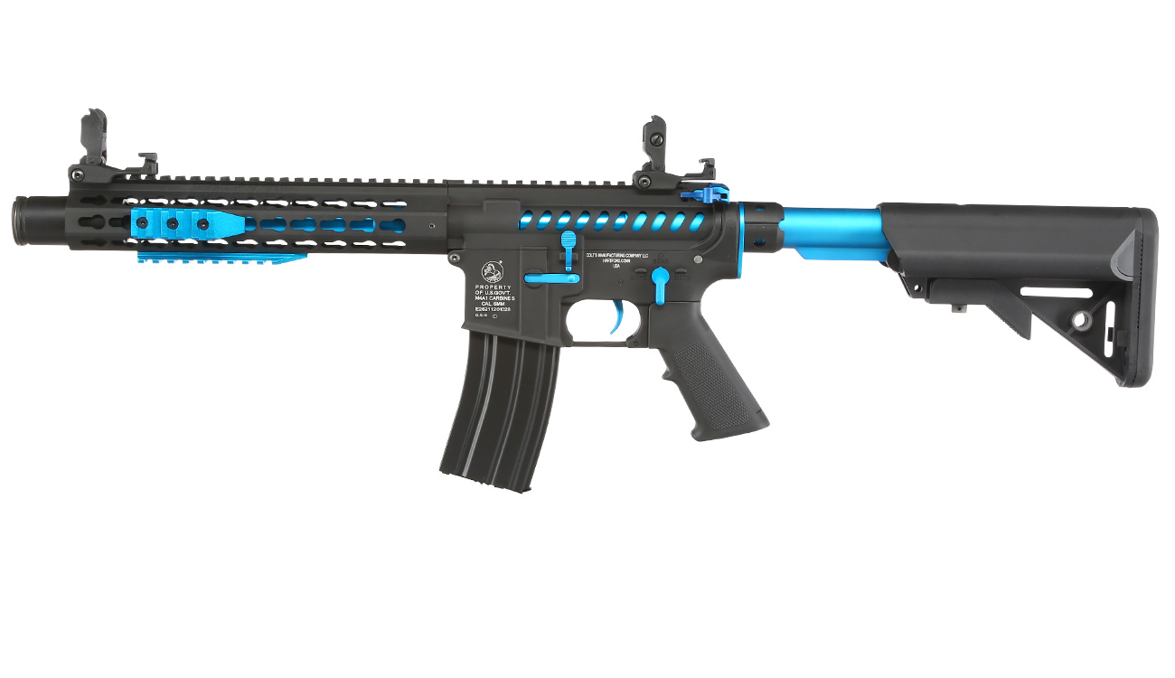 Cybergun Colt M4 Blast Blue Fox Vollmetall Komplettset S-AEG 6mm BB schwarz Bild 1