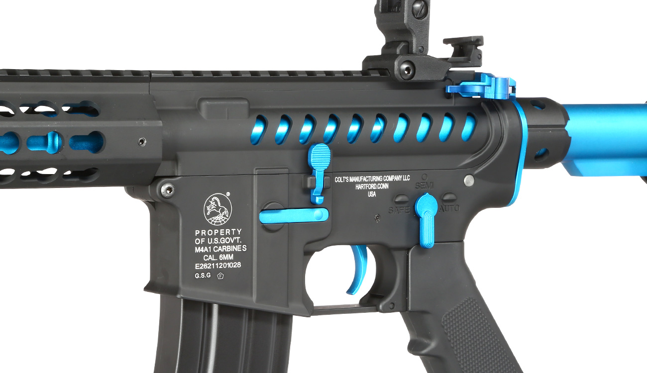 Cybergun Colt M4 Blast Blue Fox Vollmetall Komplettset S-AEG 6mm BB schwarz Bild 7