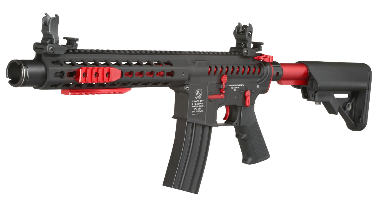 Cybergun Colt M4 Blast Red Fox Vollmetall Komplettset S-AEG 6mm BB schwarz