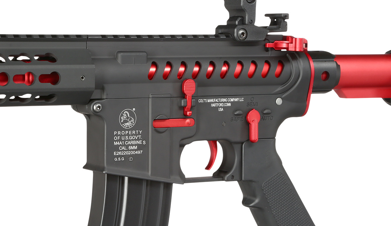 Cybergun Colt M4 Blast Red Fox Vollmetall Komplettset S-AEG 6mm BB schwarz Bild 7