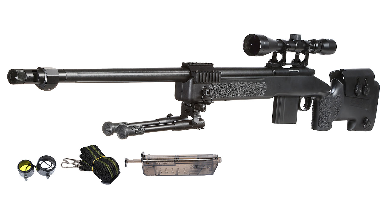 Well MB4416D USMC M40A5 Snipergewehr inkl. Zweibein / Zielfernrohr Springer 6mm BB schwarz