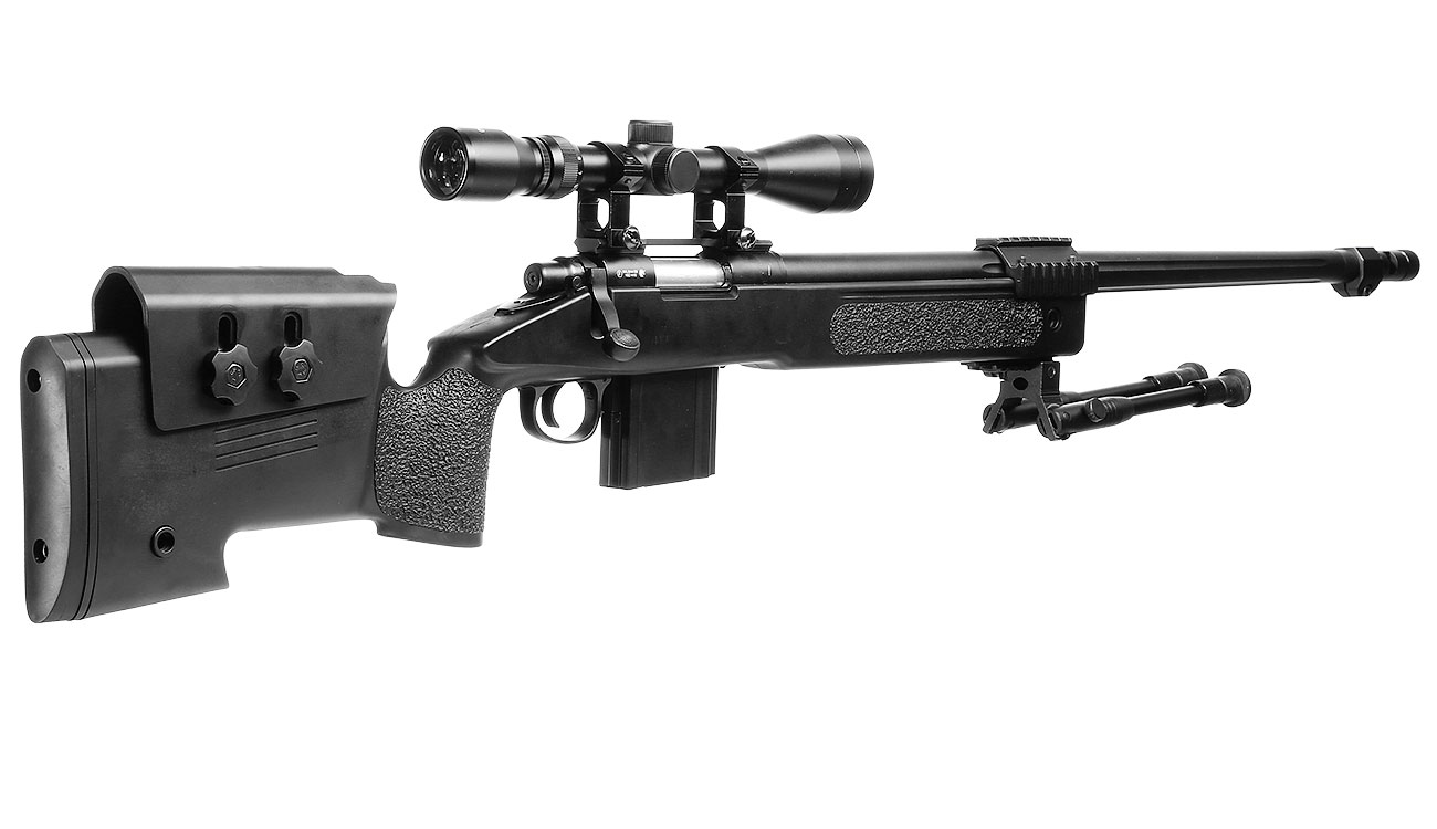 Well MB4416D USMC M40A5 Snipergewehr inkl. Zweibein / Zielfernrohr Springer 6mm BB schwarz Bild 3