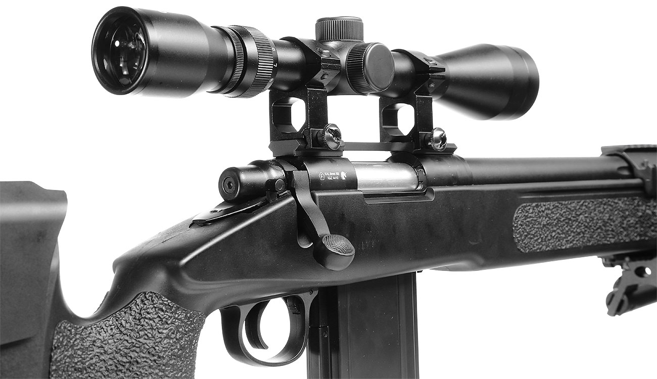 Well MB4416D USMC M40A5 Snipergewehr inkl. Zweibein / Zielfernrohr Springer 6mm BB schwarz Bild 7