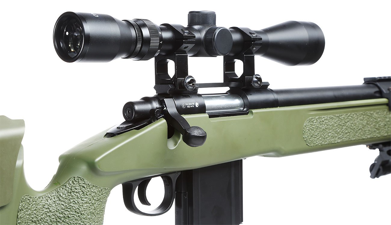 Well MB4416D USMC M40A5 Snipergewehr inkl. Zweibein / Zielfernrohr Springer 6mm BB oliv Bild 7
