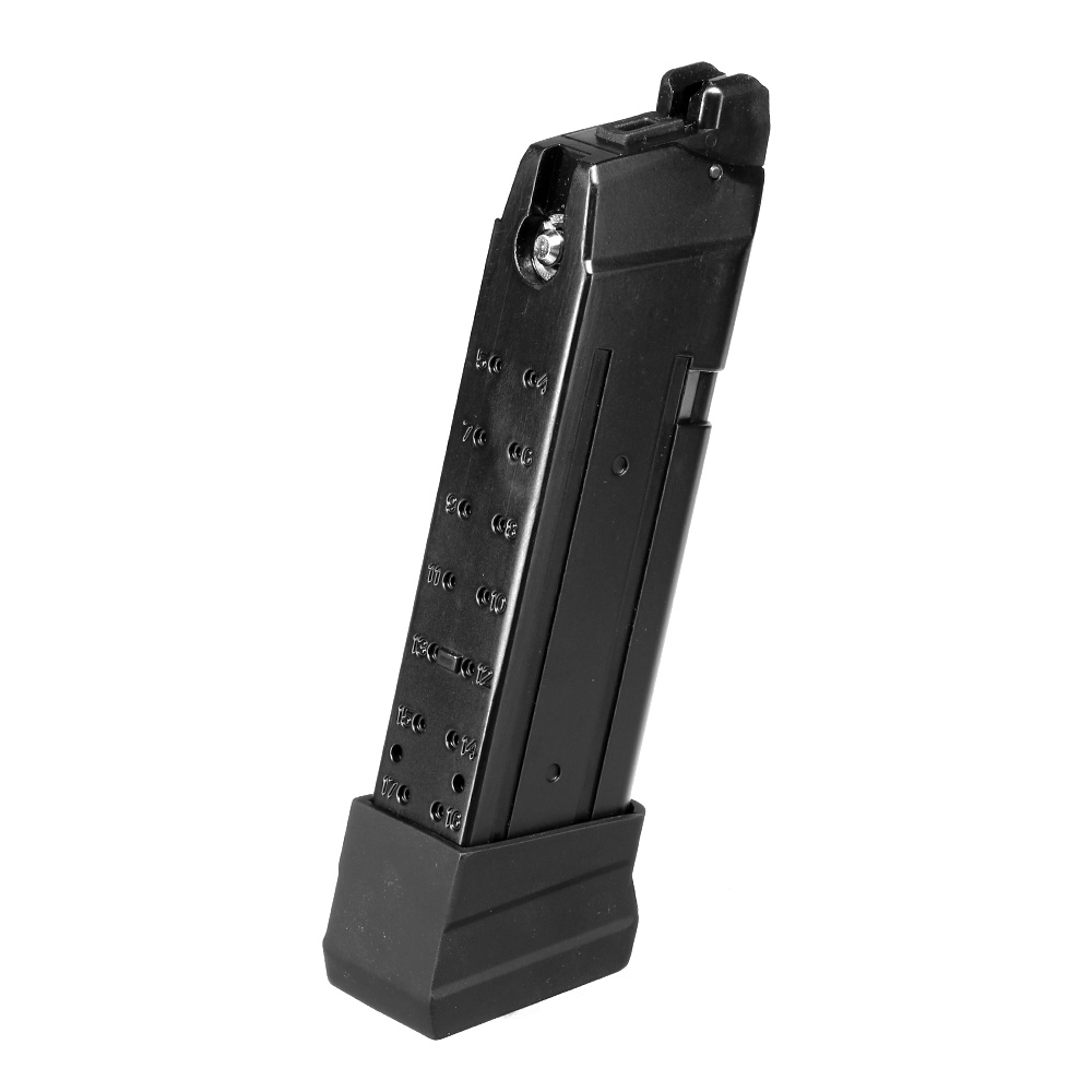 APS / EMG F1 Firearms BSF19 GBB Magazin 23 Schuss m. EMG Aluminium Bodenplatte schwarz - Softairgas-Version Bild 1