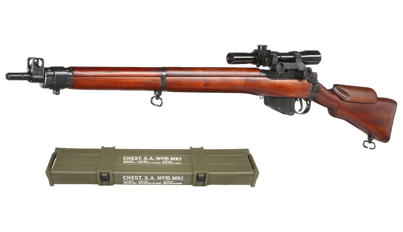 Ares Lee-Enf. SMLE No.4 MK1 Stahl Bolt-Action Gewehr mit ZF No.32 6mm BB Echtholz + Waffenkiste