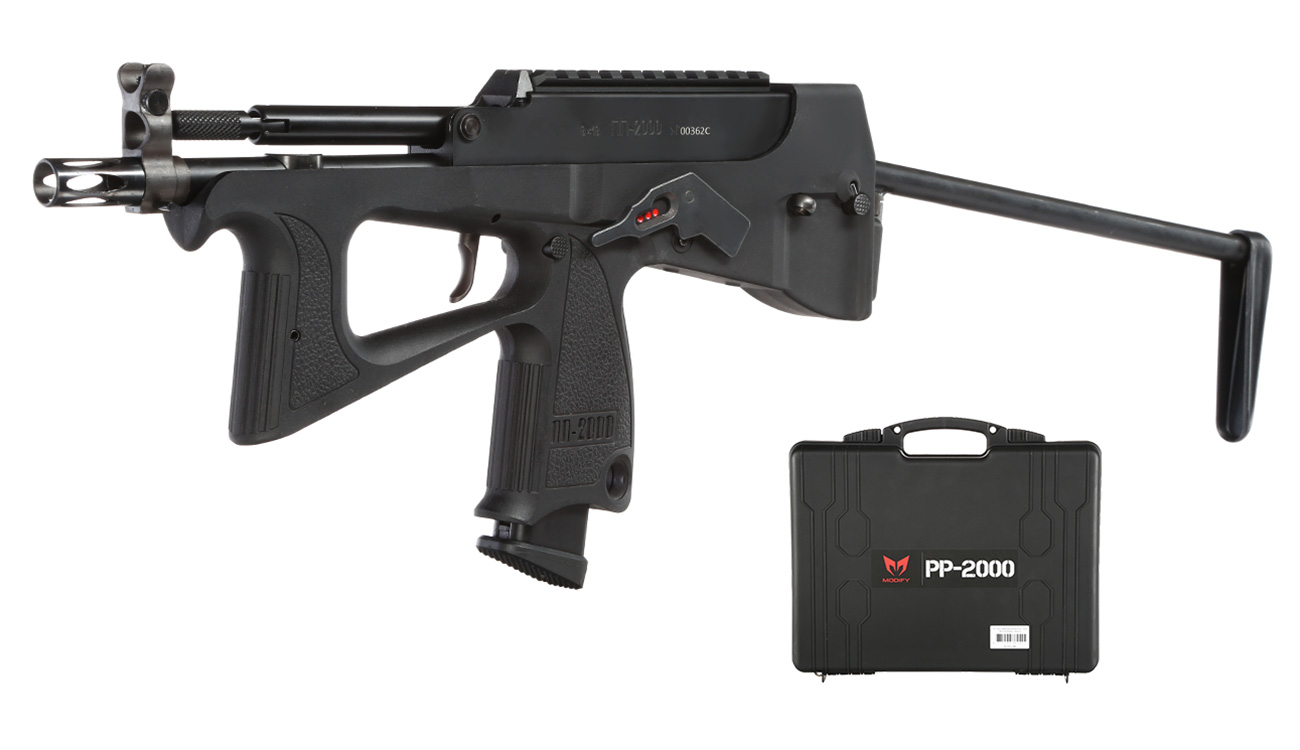 Modify PP-2000 Submachine Gun Polymer GBB 6mm BB schwarz inkl. E-Magazin / Koffer - Special Edition