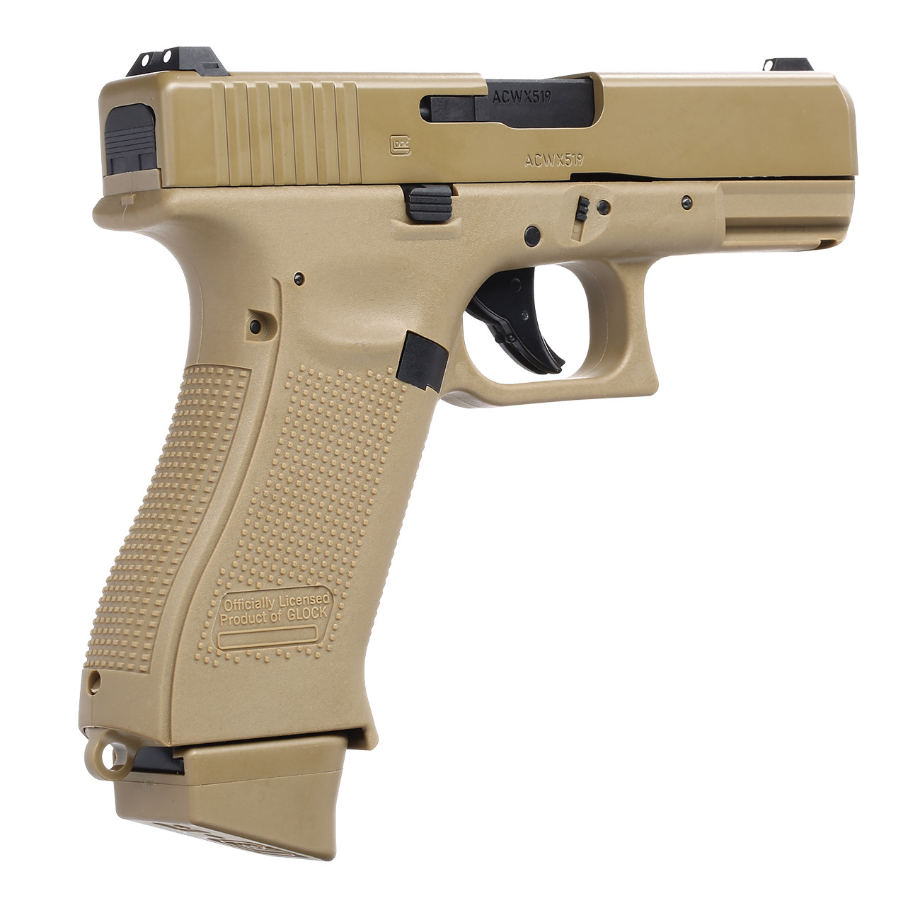 Glock 19X mit Metallschlitten CO2 BlowBack 6mm BB Coyote Tan Bild 4