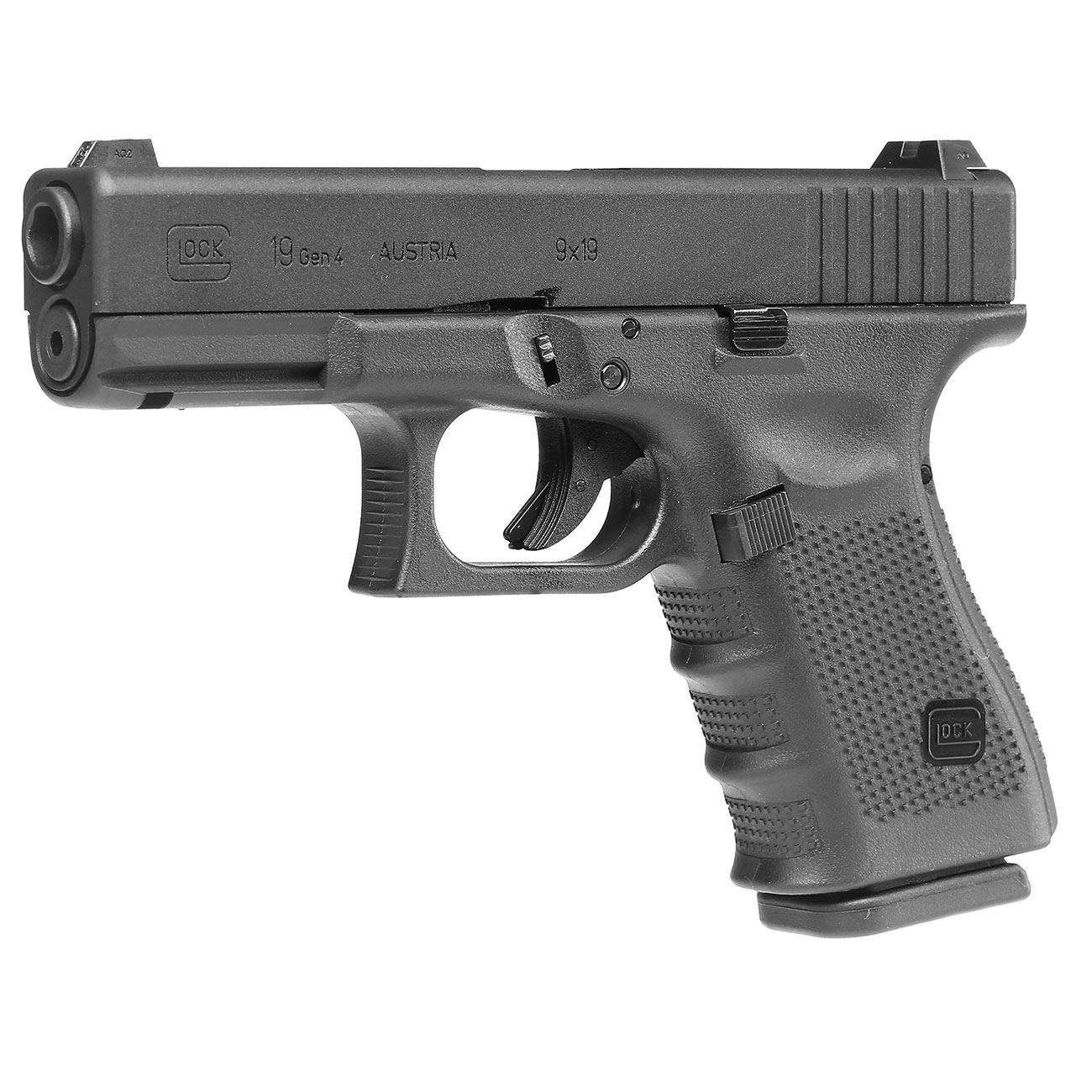 Glock 19 Gen. 4 Airsoft mit Metallschlitten GBB 6mm BB schwarz
