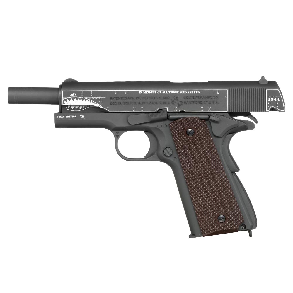 Cybergun Colt M1911A1 Vollmetall CO2 BlowBack 6mm BB matt-grau - 75th D-Day Collectors Edition Bild 2