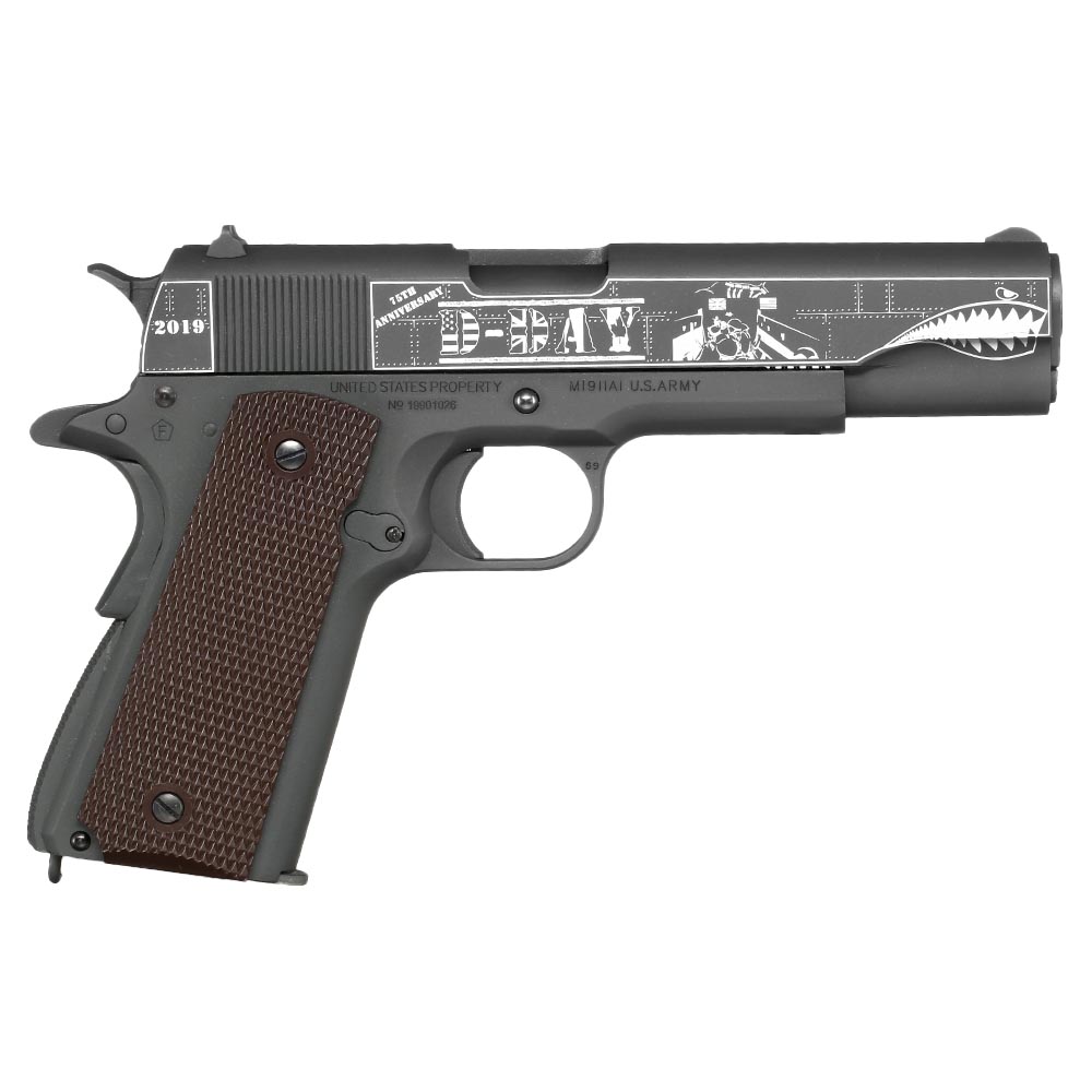 Cybergun Colt M1911A1 Vollmetall CO2 BlowBack 6mm BB matt-grau - 75th D-Day Collectors Edition Bild 3