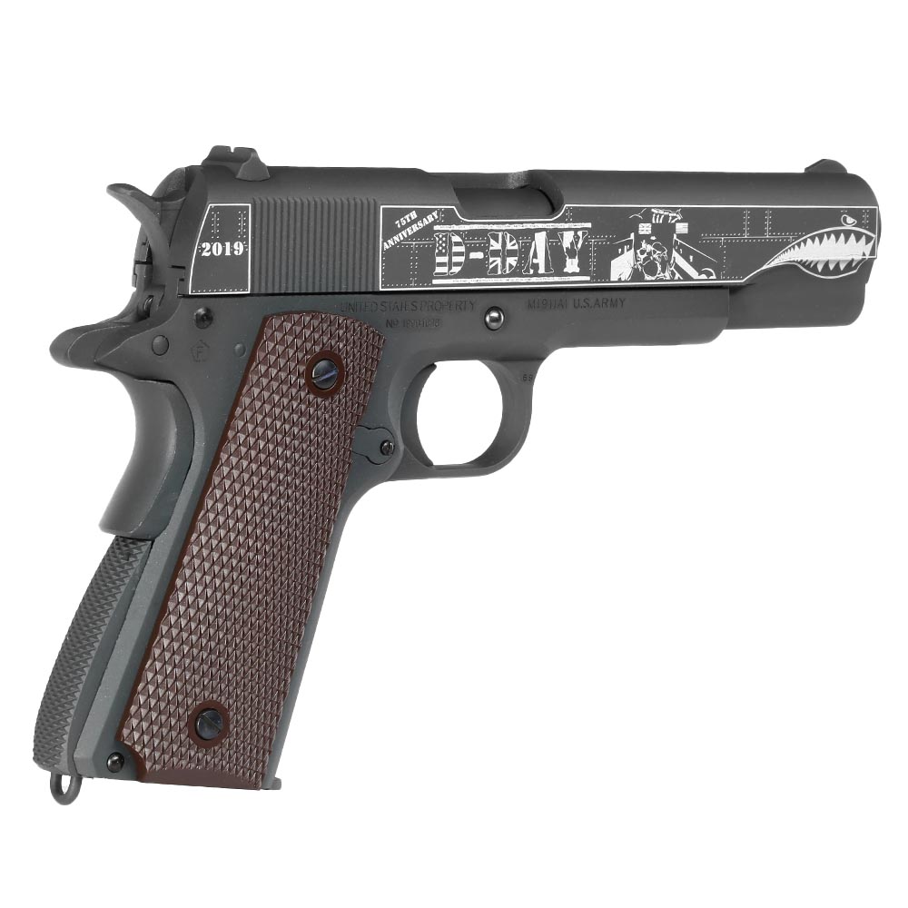 Cybergun Colt M1911A1 Vollmetall CO2 BlowBack 6mm BB matt-grau - 75th D-Day Collectors Edition Bild 4