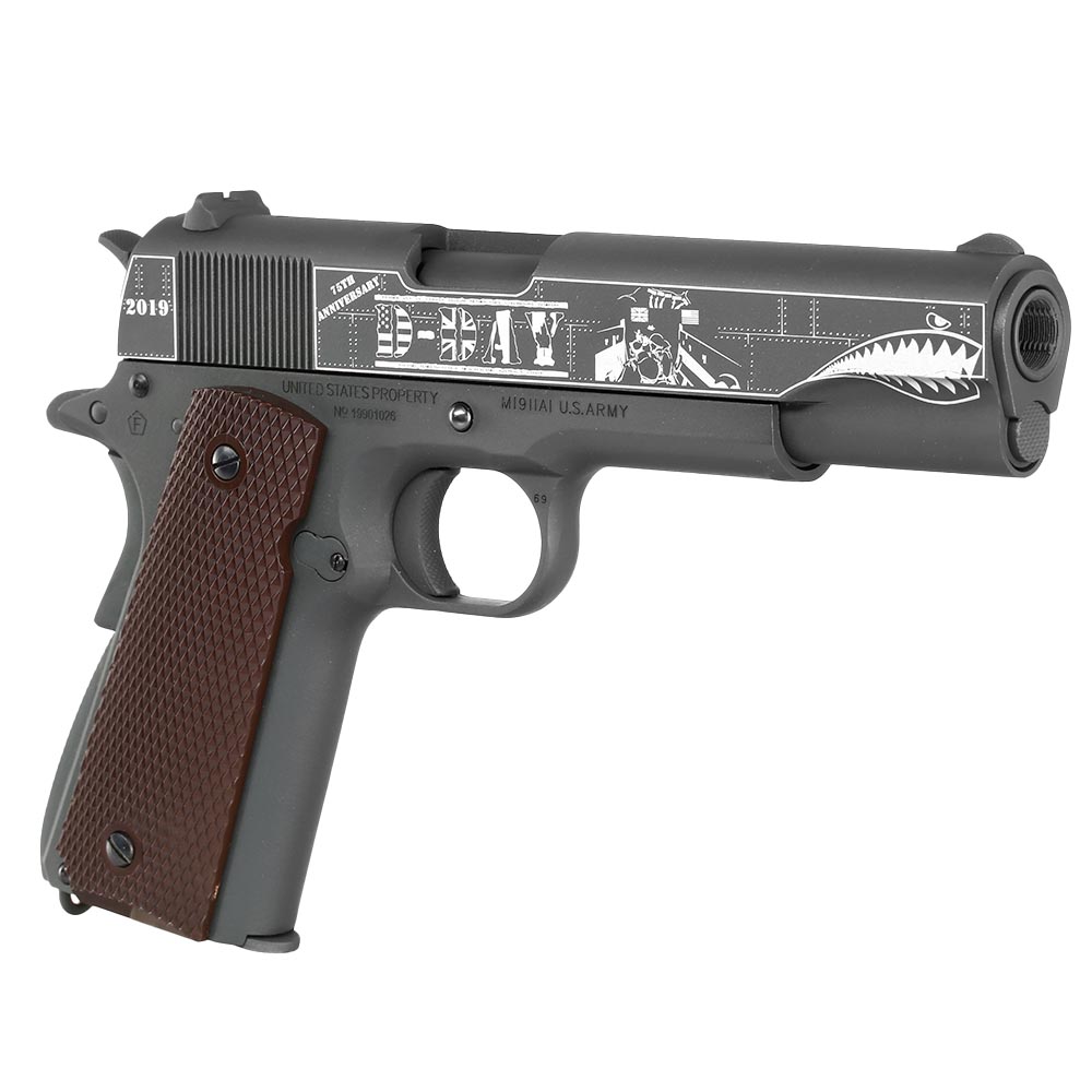 Cybergun Colt M1911A1 Vollmetall CO2 BlowBack 6mm BB matt-grau - 75th D-Day Collectors Edition Bild 7