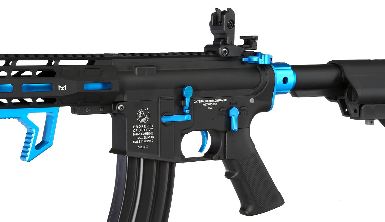 Cybergun Colt M4 Hornet Blue Fox Vollmetall Komplettset S-AEG 6mm BB schwarz Bild 7