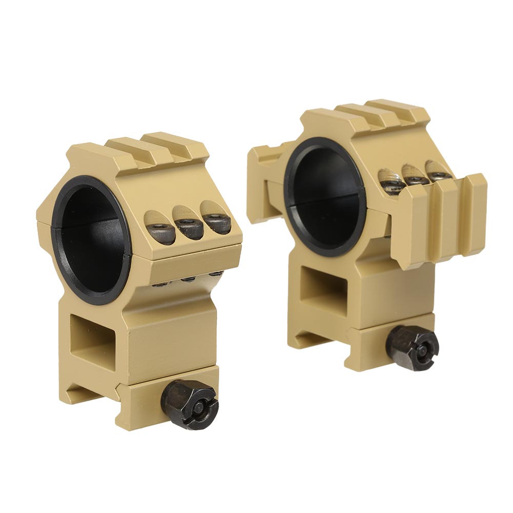 Aim-O Top Rail / Tri-Rail High Rings fr 25 / 30mm Zielfernrohre (2 Stck) Dark Earth Bild 1