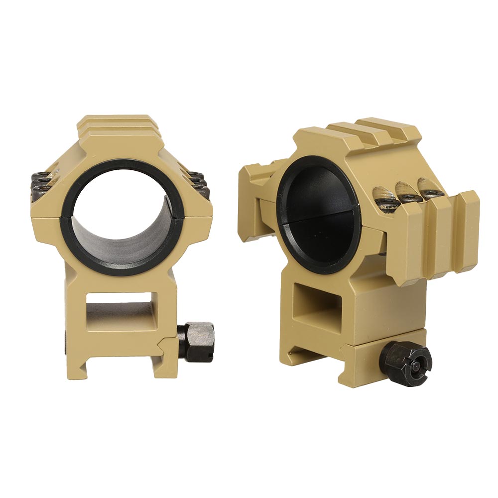 Aim-O Top Rail / Tri-Rail High Rings fr 25 / 30mm Zielfernrohre (2 Stck) Dark Earth Bild 3