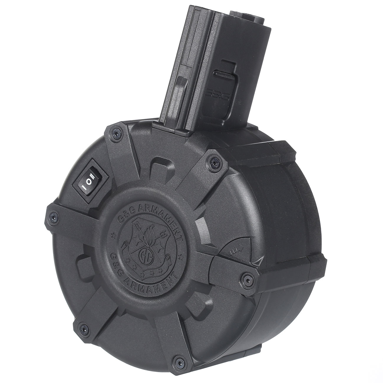 G&G M4 / M16 Auto-Winding Trommelmagazin Hi-Cap 2300 Schuss inkl. LiPo-Akku schwarz Bild 1