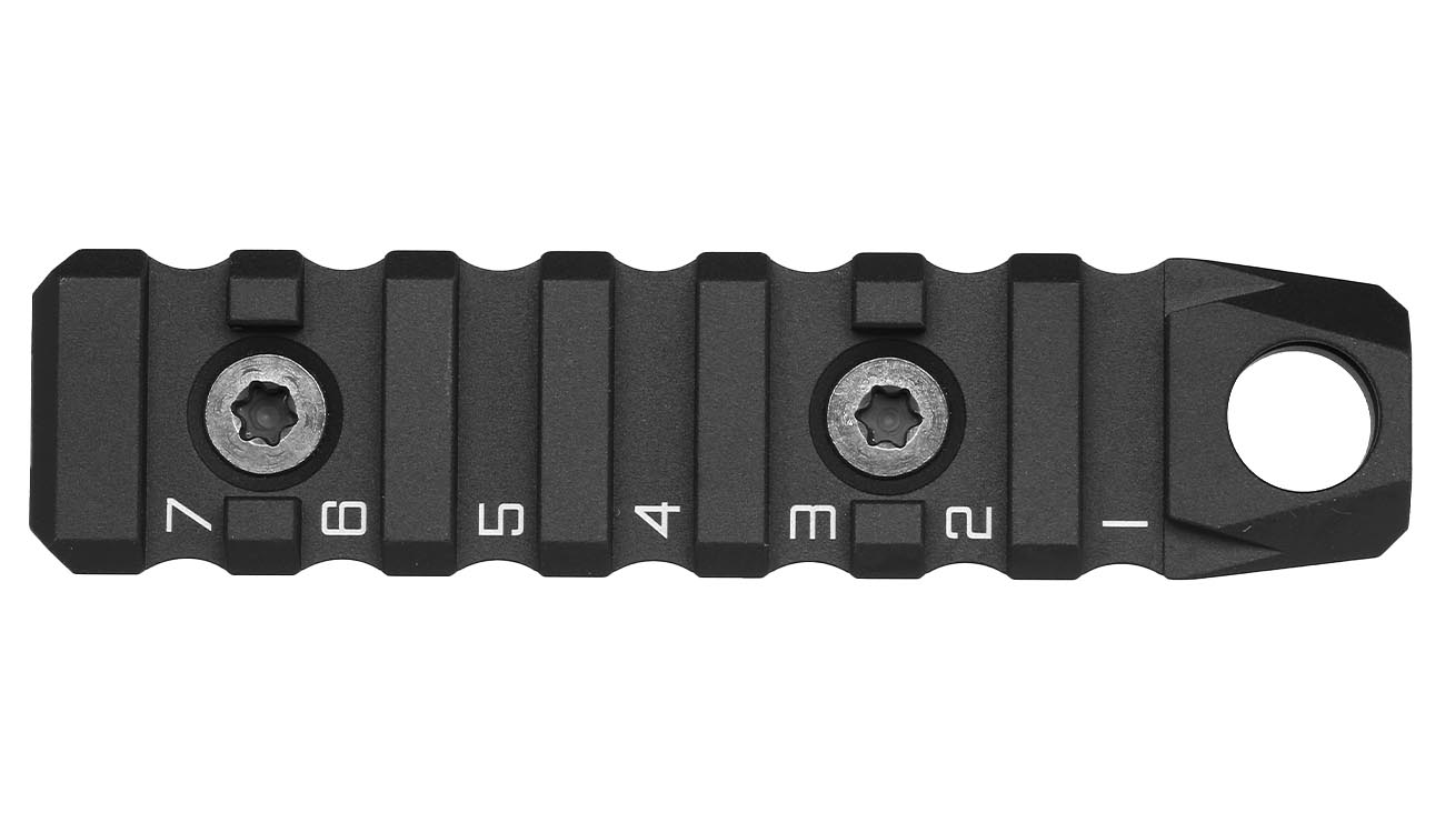 Strike Industries KeyMod / M-Lok Link 21mm Aluminium Schiene 7 Slots / 89 mm mit QD-ffnung schwarz Bild 2