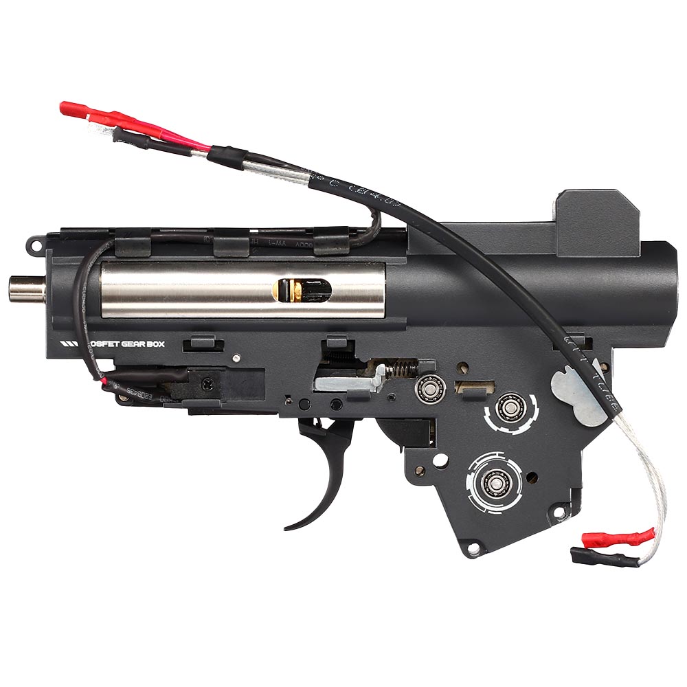 APS V3 8mm Edge III Complete Gearbox mit Micro MosFet M120 - Kabel hinten - grau Bild 1